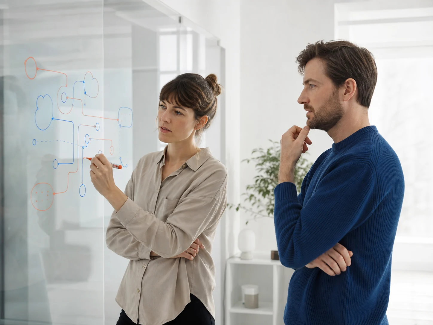 Two infrastructure operators reviewing a multi-hop route
